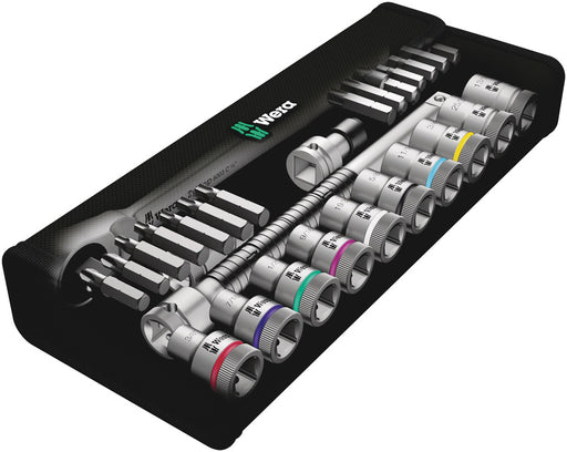 Wera 8100 SC 10 Zyklop Metal Ratchet Set with push-through square, 1/2" drive, imperial, 28 pieces 05004080001, view 2