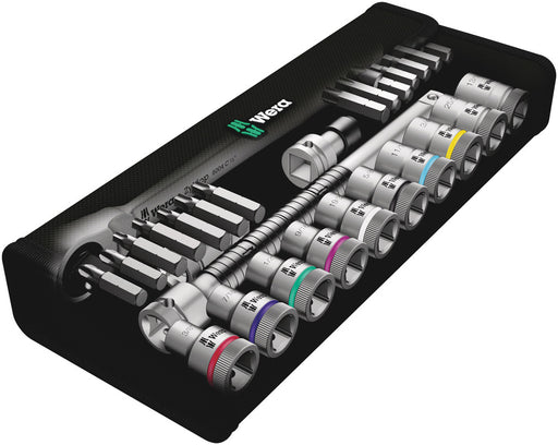 Wera 8100 SC 11 Zyklop Metal Ratchet Set with switch lever, 1/2" drive, imperial, 28 pieces 05004081001, view 2