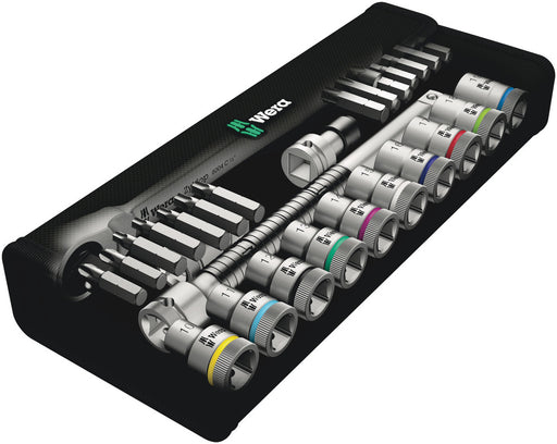 Wera 8100 SC 8 Zyklop Metal Ratchet Set with switch lever, 1/2" drive, metric, 28 pieces 05004078001, view 2