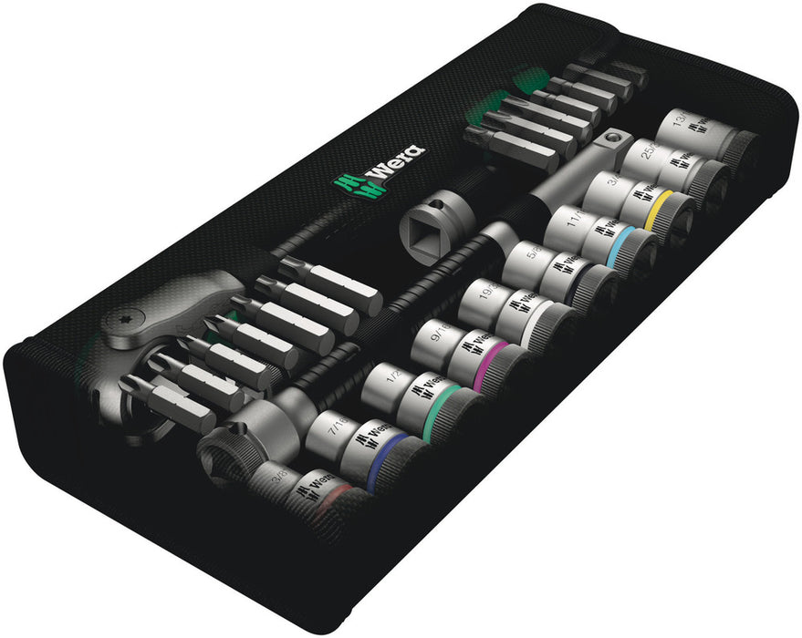 Wera 8100 SC 9 Zyklop Speed Ratchet Set, 1/2" drive, imperial, 28 pieces 05004079001, view 2