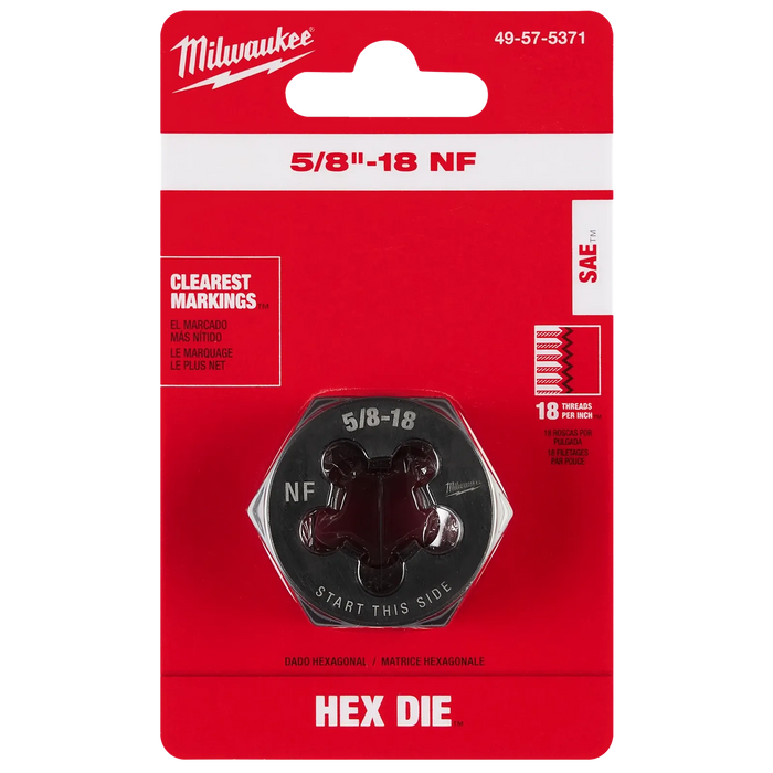Milwaukee 5/8"-18 NF 1-7/16" Hex Threading Die 49-57-5371