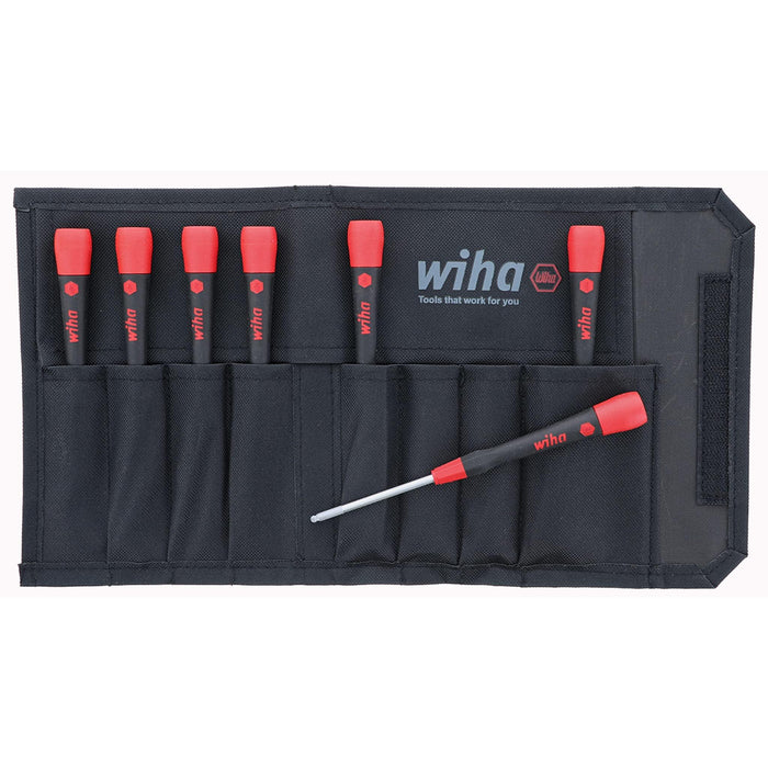 Wiha 26493 Ball End Hex Screwdriver Set with Precision Soft PicoFinish Handles, Inch, 7 Piece
