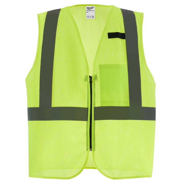 Milwaukee CSA Type R/Class 2 Reflective Mesh/One Pocket Safety Vest High Visibility Yellow S/M 48-73-2251, main product view