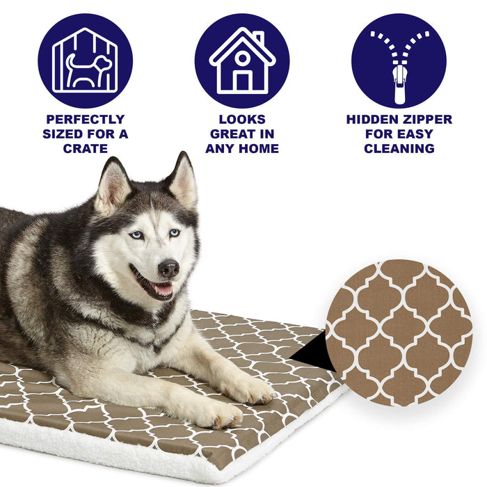MidWest Homes for Pets Quiet Time Teflon Defender Dog Beds; Pet Beds Designed to Fit Folding Metal Dog Crates, Brown & White Geometric Pattern, 36-Inch