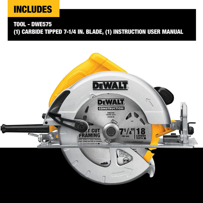 DEWALT 7-1/4-Inch Circular Saw, Lightweight, Corded (DWE575)