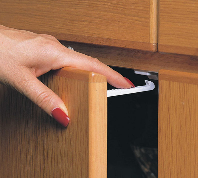 Dreambaby Safety Catches - Child Proofing Cabinet & Drawer Latches - White - 12 Pack - Model L181