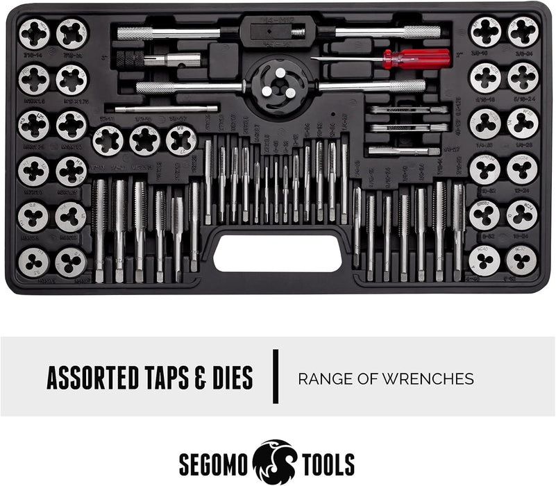 Segomo Tools 60 Piece Metric & SAE Threading Tap & Die Tool Set