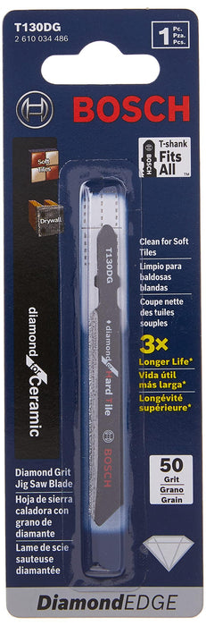 BOSCH T130DG 1-Piece 3-1/4 In. 30 Grit Diamond for Hard Tile T-Shank Jig Saw Blades