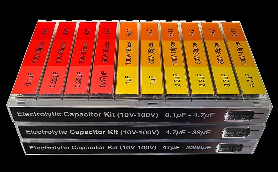 633pcs 0.1uF－2200uF Capacitor Set 30 Types Electrolytic Capacitor Assortment kit