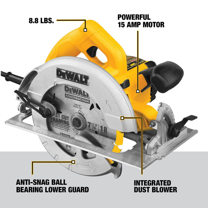 DEWALT 7-1/4-Inch Circular Saw, Lightweight, Corded (DWE575)