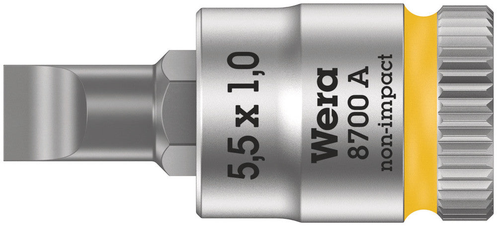 8700 A FL Slotted screws Zyklop bit socket, 1/4" drive