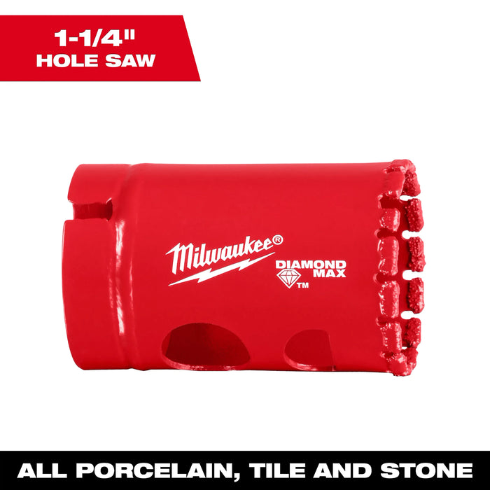 Milwaukee Diamond Max 1-1/4 in. Diamond Grit Glass, Porcelain, Tile, and Stone Hole Saw 1 pk 49-56-5620, main product view