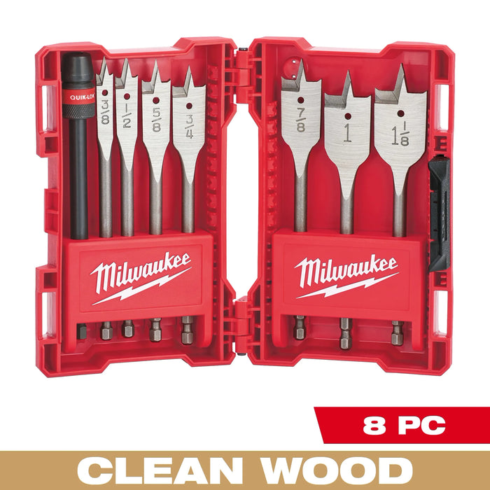 Milwaukee Quik-Lok 6 in. L Flat Boring Auger Bit Set Carbon Steel 8 pc 49-22-0175, main product view