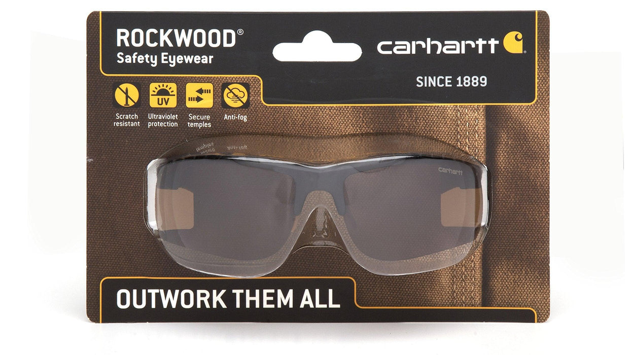 Carhartt Rockwood Safety Glasses, Sandstone Bronze Anti-Fog, Frustration-Free Packaging