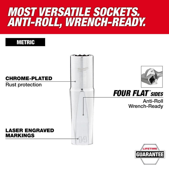 Milwaukee 98pc 3/8" Drive 6-Pt and 12-Pt Metric & SAE Ratchet & Socket Set with PACKOUT™ Low-Profile Organizer 48-22-9285