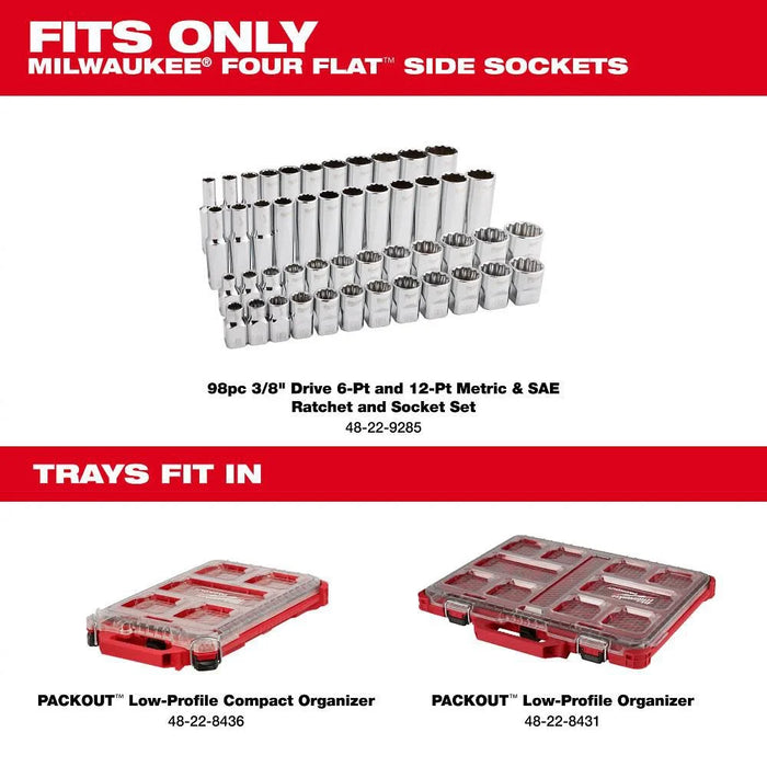 Milwaukee 98pc 3/8" Drive 6-Pt and 12-Pt Metric & SAE Ratchet & Socket Set with PACKOUT™ Low-Profile Organizer 48-22-9285