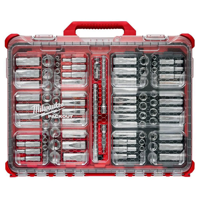 Milwaukee 98pc 3/8" Drive 6-Pt and 12-Pt Metric & SAE Ratchet & Socket Set with PACKOUT™ Low-Profile Organizer 48-22-9285