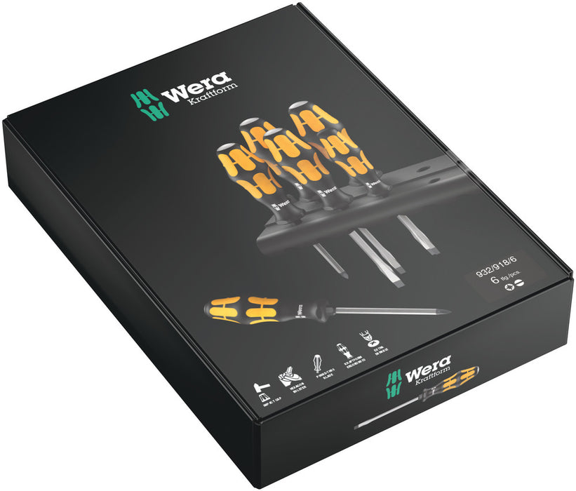Wera 932/918/6 Screwdriver set Kraftform Wera: Chiseldriver and rack, 6 pieces 05018287001, view 2