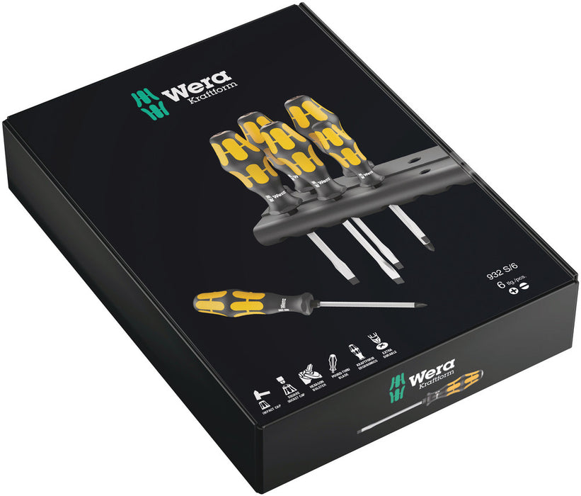 Wera 932 S/6 Screwdriver set Kraftform Wera: Chiseldriver and rack, 6 pieces 05018283001, view 2