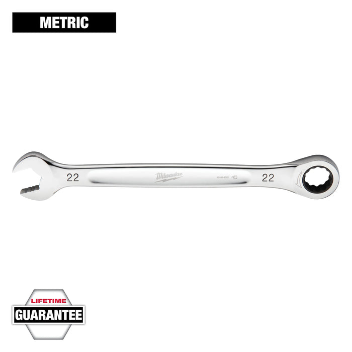 Milwaukee 22 mm X 22 mm 12 Point Metric Ratcheting Combination Wrench 10.14 in. L 1 pc 45-96-9322, main product view