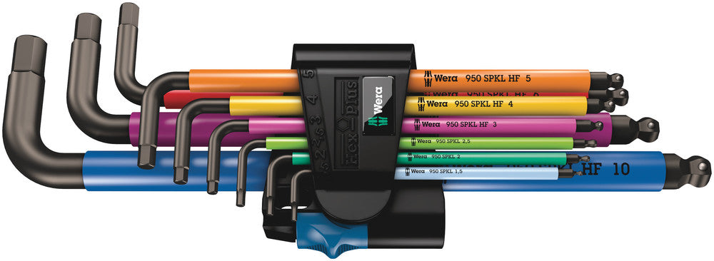 950/9 Hex-Plus Multicolour HF 1 L-key set, metric, BlackLaser, with holding function