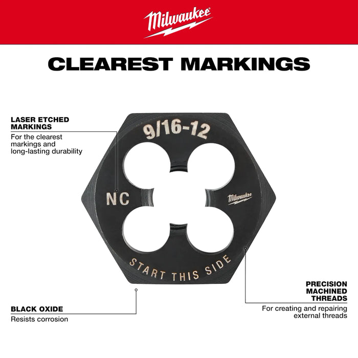 Milwaukee 5/8"-11 NC 1-7/16" Hex Threading Die 49-57-5369