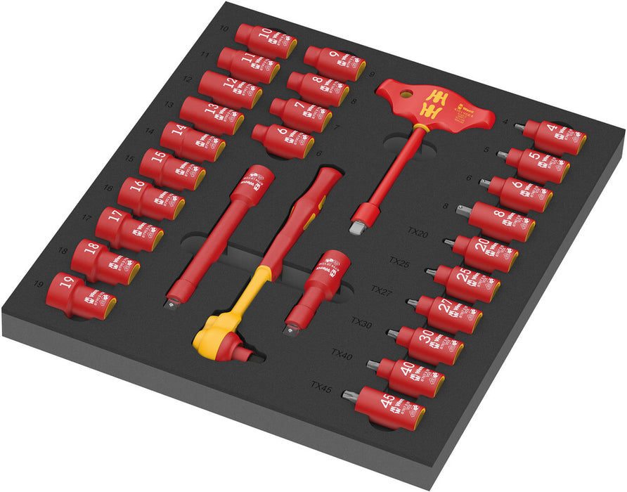 9726 Foam insert 8007 B VDE Zyklop VDE ratchet set 1, 3/8"