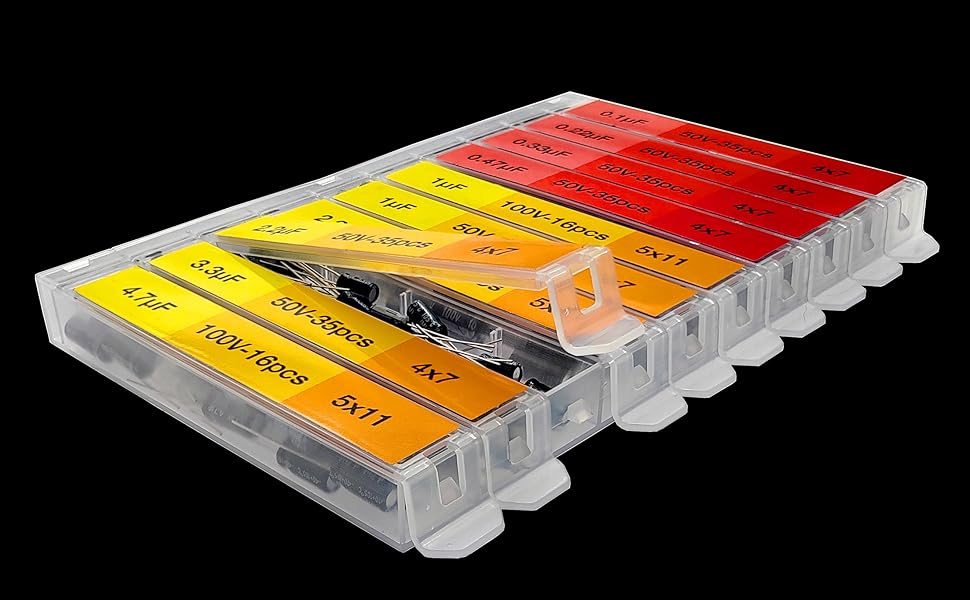 633pcs 0.1uF－2200uF Capacitor Set 30 Types Electrolytic Capacitor Assortment kit