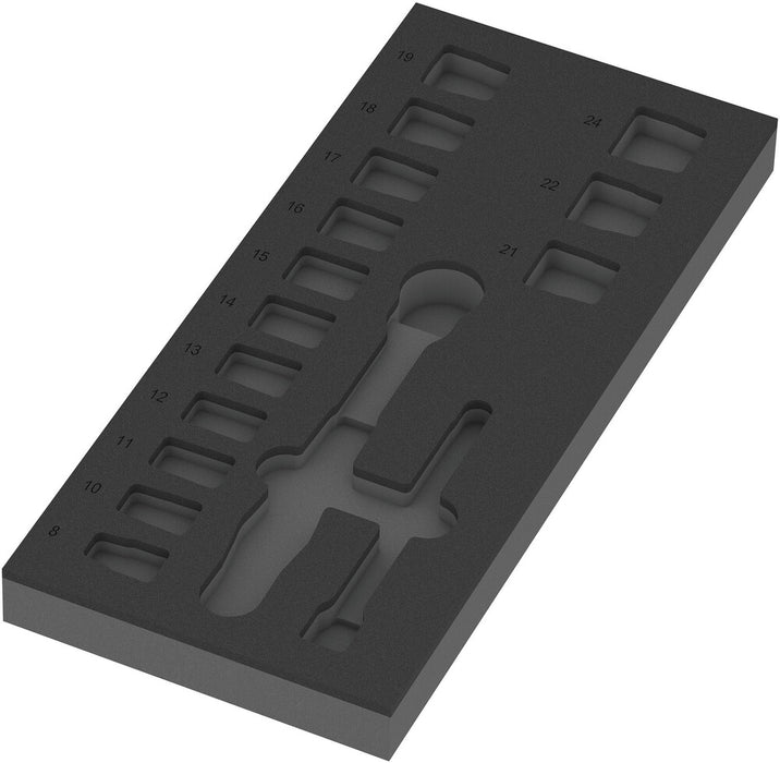 9824 Foam insert 8010 B Zyklop Comfort ratchet set 1, 3/8", empty