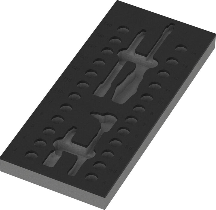 9827 FOAM INSERT 8007 A VDE ZYKLOP VDE RATCHET SET 1, 1/4", WITHOUT TOOLS, 172 X 30 X 392 MM