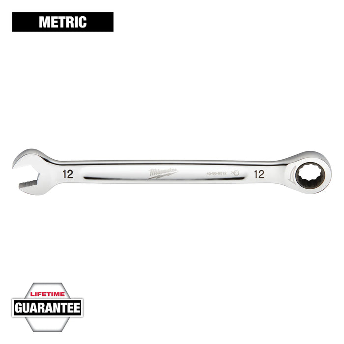 Milwaukee 12 mm X 12 mm 12 Point Metric Ratcheting Combination Wrench 7.03 in. L 1 pc 45-96-9312, main product view