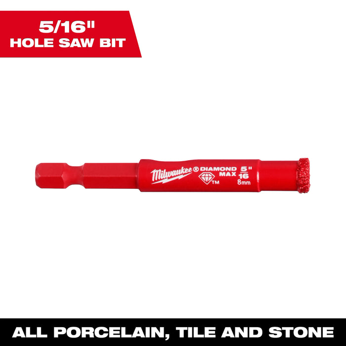Milwaukee Diamond Max 5/16 in. Diamond Grit Glass, Porcelain, Tile, and Stone Hole Saw 1 pc 49-56-0507, main product view
