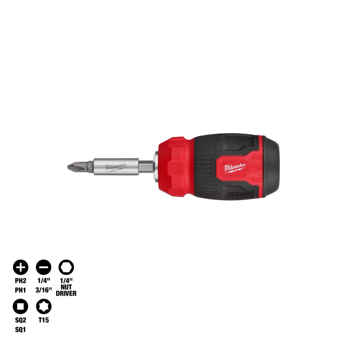 Milwaukee Hex Shank 8-in-1 Compact Multi-Bit Screwdriver 4.69 in. 1 pc 48-22-2910, main product view
