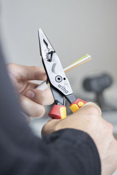 Wiha Insulated Multifunctional pliers 8in1 Industrial electric with switchable opening spring (45705)