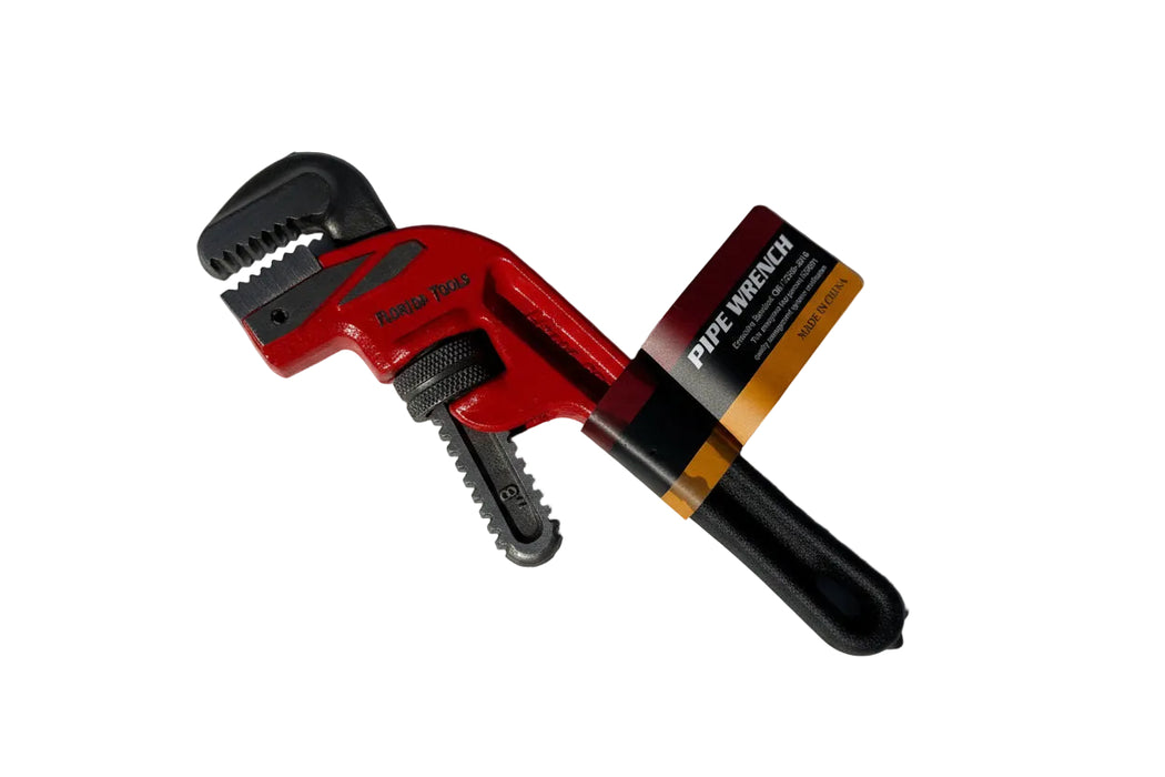 Florida Tools 8 inch Drop Forged Steel Heavy Duty Pipe Wrench - 45 Degree Offset