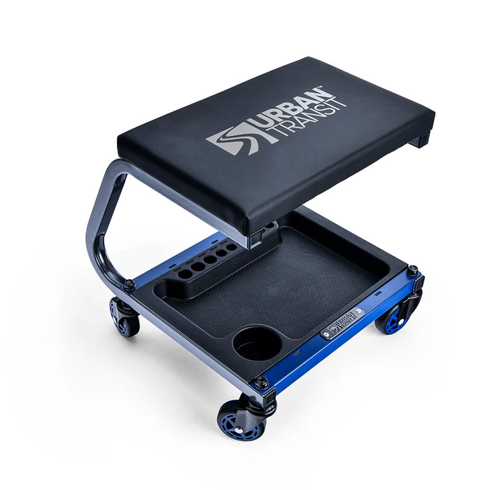 Fastback Pro-Glide Shop Stool with  Padded Seat and Storage Tray 350lb Capacity