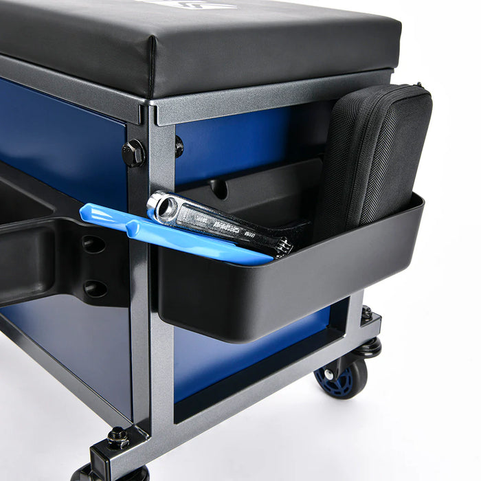 SIDEKICK SHOP STOOL with Tool Drawer Padded Seat, Pro-Glide Casters and 500lb Capacity