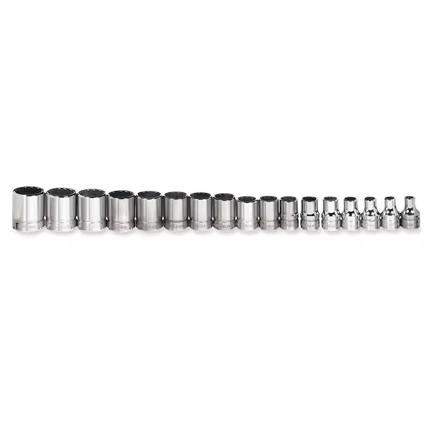 Socket Set, 17 Pieces, 3/8 Inch Dr, Shallow, 3/8 Inch Size