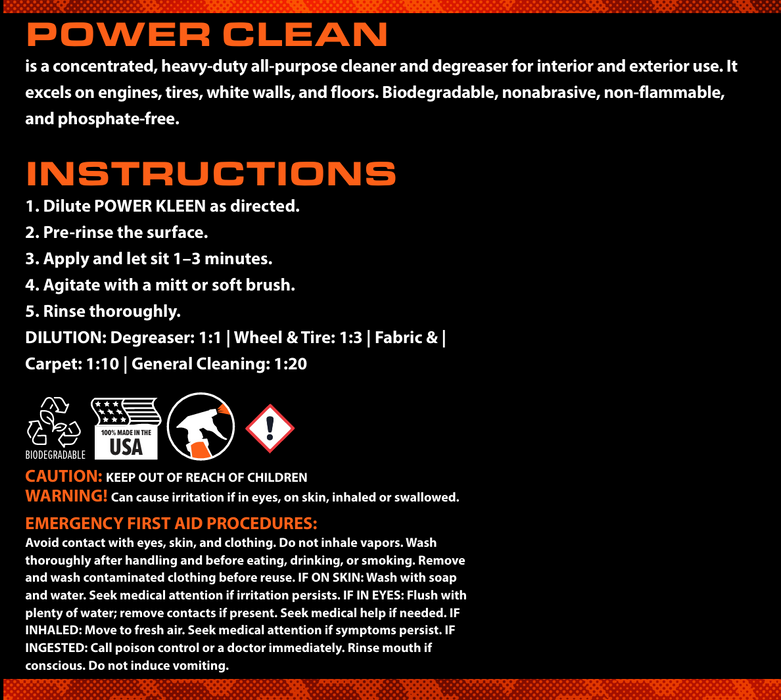 Florida Tools Power Clean Heavy Duty Degreaser 5 Gallons