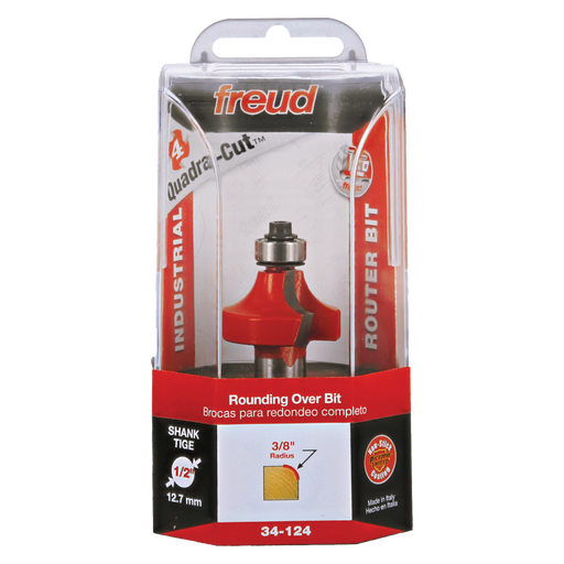 Freud 34-124 3/8" Quadra-Cut Radius Rounding Over Bit - Package image