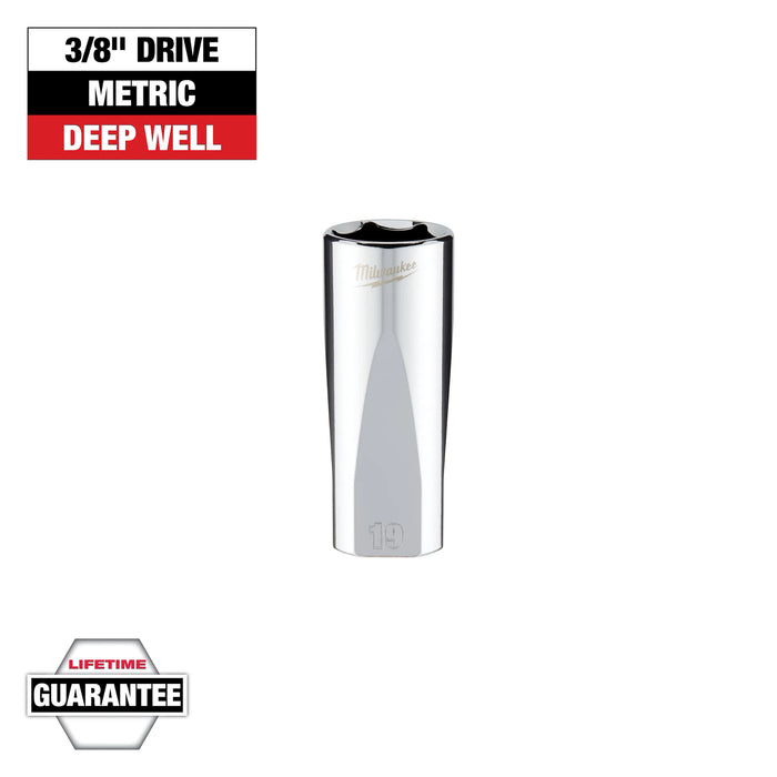 Milwaukee 19 mm X 3/8 in. drive Metric 6 Point Standard Deep Socket 1 pc 45-34-0119, main product view