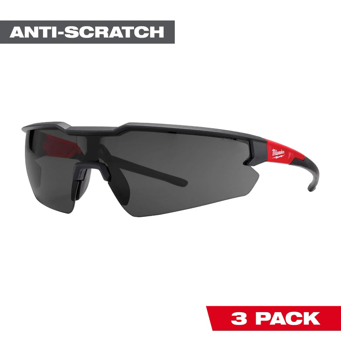 Milwaukee Anti-Fog Safety Glasses Tinted Lens Black/Red Frame 3 pk 48-73-2054, main product view