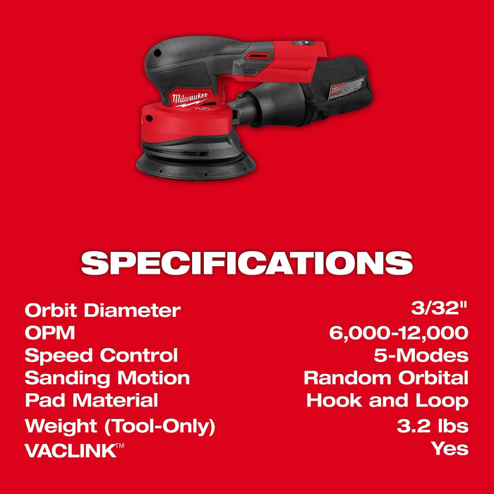 Milwaukee M18 FUEL™  5" Random Orbital Sander 2837-20