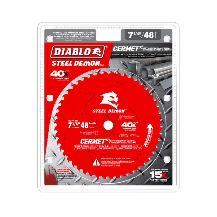 Diablo D0748CFX 7-1/4" 48-Teeth Steel Demon™ CermetX™ Saw Blade for Metals and Stainless Steels - Package image