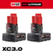 Milwaukee M12 RedLithium XC 3 Ah Lithium-Ion High Capacity Battery Pack 2 pc 48-11-2412, main product view