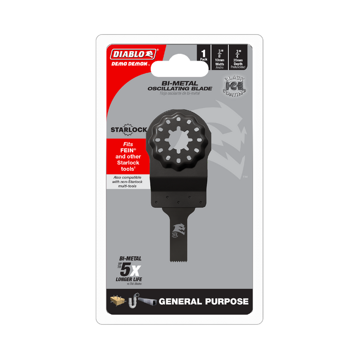 Diablo DOS039BGP 3/8" Demo Demon™ Starlock Bi-Metal Oscillating Blade for General Purpose Cuts - Package image