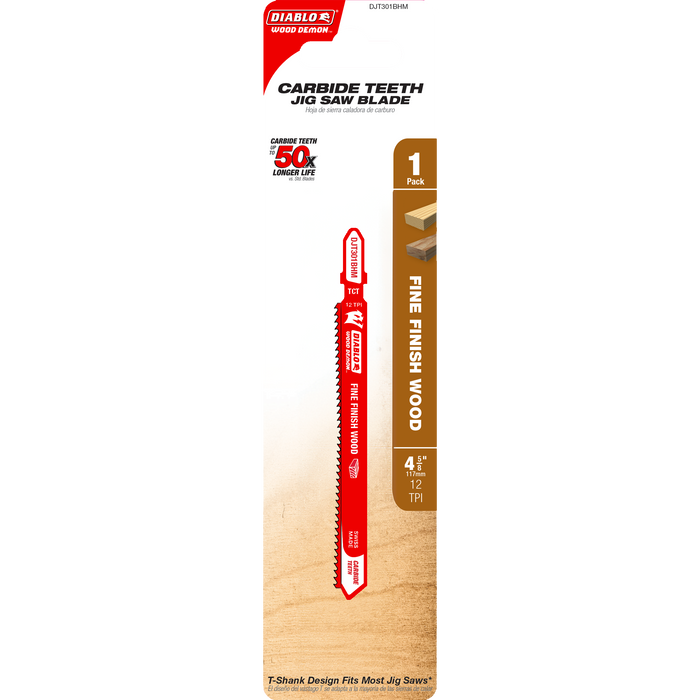Diablo DJT301BHM 4-5/8" 12TPI Wood Demon™ Carbide Teeth Jig Saw Blade for Fine Finish Wood - Package image