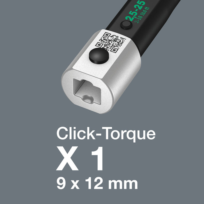 Wera Click-Torque X 1 torque wrench for insert tools, 2.5-25 Nm, 9x12 x 2.5-25 Nm 05075651001, view 3