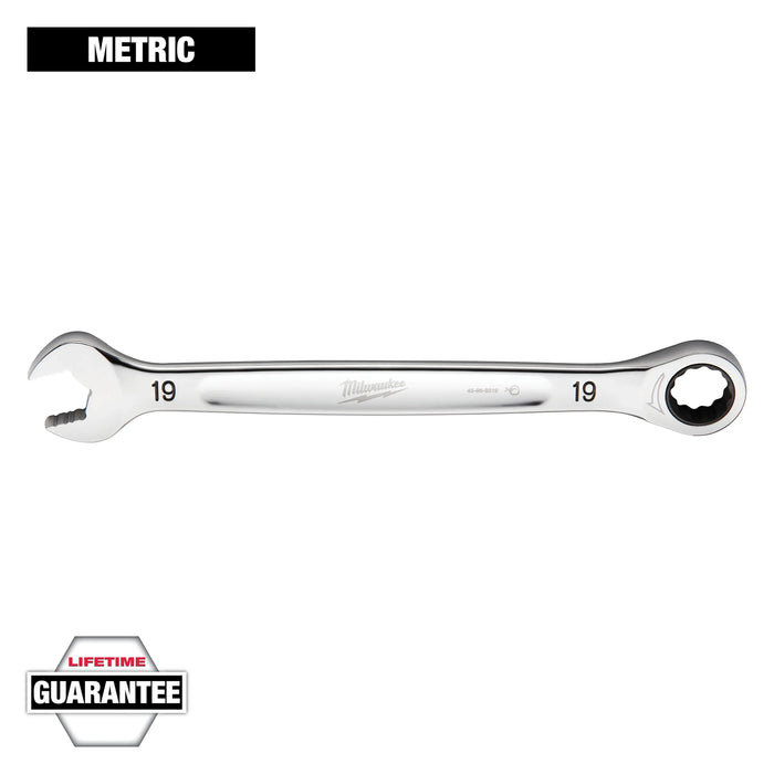 Milwaukee 19 mm X 19 mm 12 Point Metric Ratcheting Combination Wrench 10.14 in. L 1 pc 45-96-9319, main product view