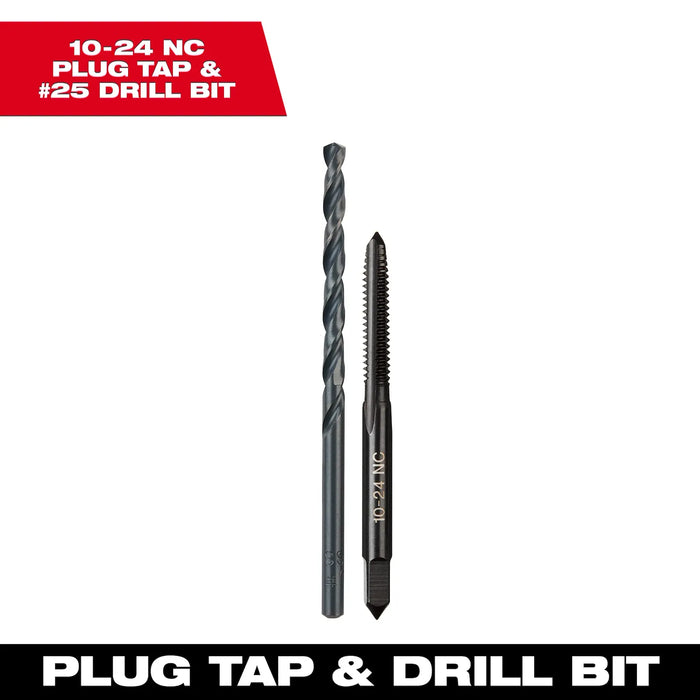 Milwaukee 10-24 NC Straight Flute Plug Tap & #25 Drill Bit 49-57-5525